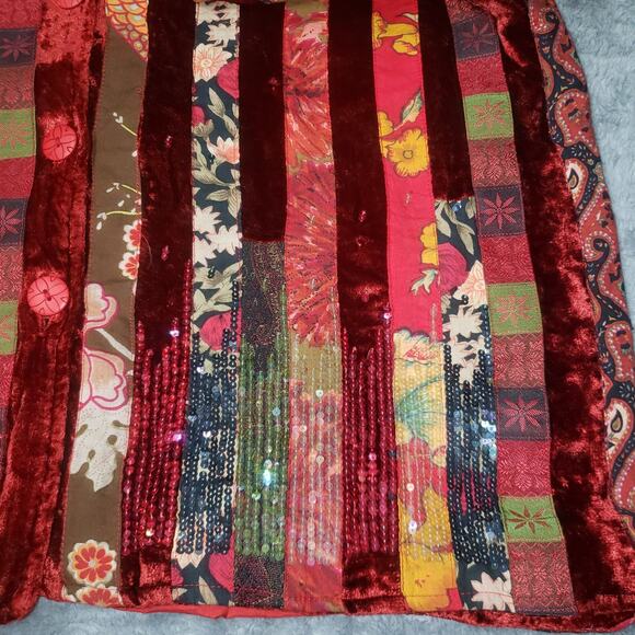 Coldwater Creek Red Paisley Blazer Plus Size 1X Vintage Boho Festival Heritage - Picture 10 of 11